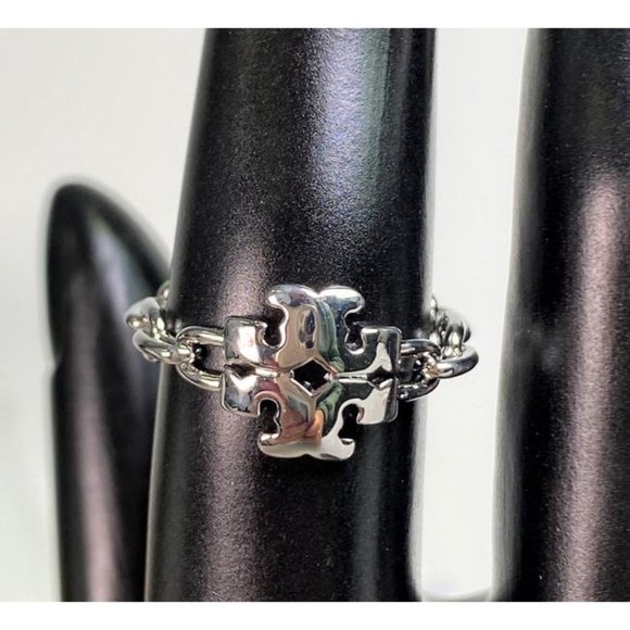 Tory Burch Silver Kira Chain Ring Size 7 - Picture 3 of 6